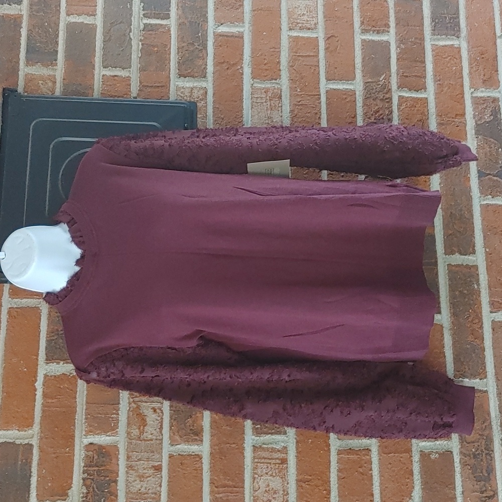 14th & Union Mixed Media Long Sleeve Sweater Size L